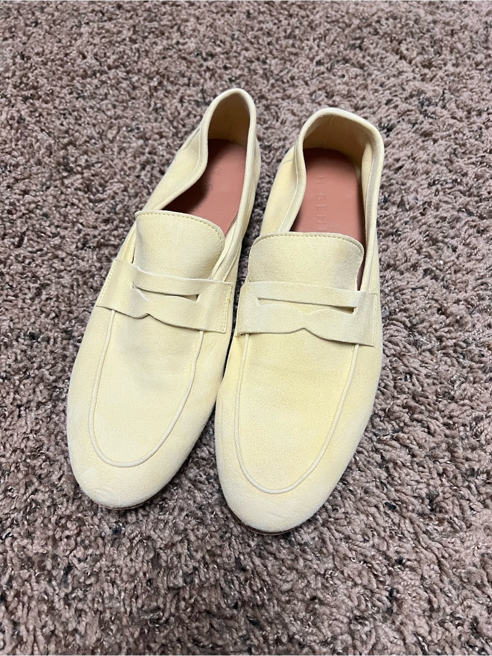 Women's M.Gemi Butter Yellow Cream Suede Penny Loafers